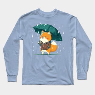 Shiba Inu In The Rain Long Sleeve T-Shirt
